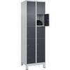 5er-Schließfachschrank Classic PLUS 2 Abteile lichtgrau / grau B 600 mm 10 Fächer mit Füßen. C+P