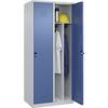 Schwarz-Weiß-Spind Classic PLUS schmal 2 Abteile Trennwand verkürzt lichtgrau / fernblau B 800 mm mit