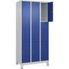 3er-Schließfachschrank Classic PLUS 3 Abteile lichtgrau / enzianblau B 900 mm 9 Fächer mit Füßen. C+P