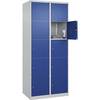 5er-Schließfachschrank Classic PLUS 2 Abteile lichtgrau / enzianblau B 800 mm 10 Fächer mit Bodengleitern.