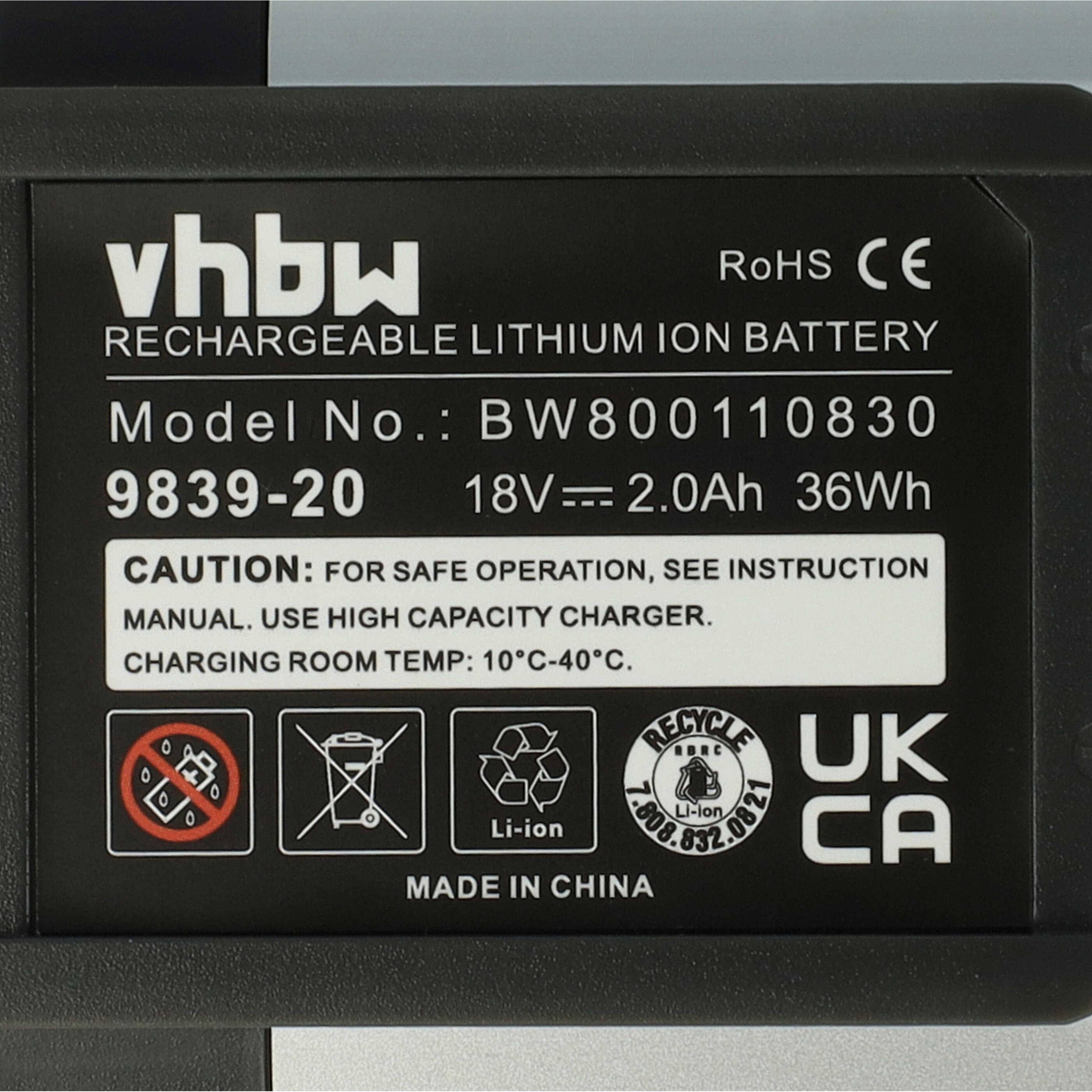 vhbw Akku kompatibel mit Gardena EasyCut Li-18/50 (8877-20) Rasenmäher Grasschere, Strauchschere (2000mAh 18V Li-Ion)-4