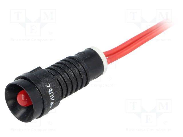 Kontrollleuchte: LED konkav rot 230VAC Ø11mm IP40 Kunststoff LR-D5-230AC LED-Kontrolllämpchen-0