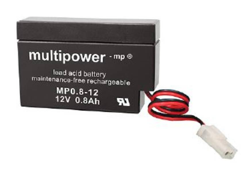 Multipower MP0,8-12 / 12V 0,8Ah Blei Akku AGM mit AMP-Stecker-0