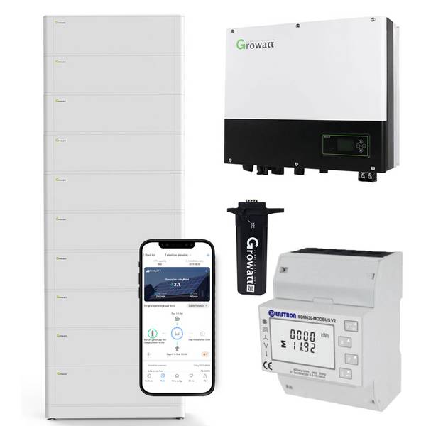Growatt SPH3600 3,6kW Hybrid Wechselrichter mit 25.6kWh Solarspeicher-Set