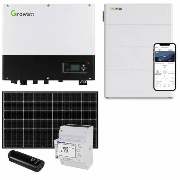 Growatt 9,2kWp PV Komplettanlage mit Glas Glas Modulen und 10,2kWh Speicher