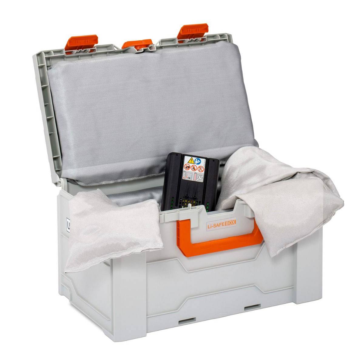 CEMO Li-SAFE Akku-Systembrandschutzbox Größe 2-L Transport- und Aufbewahrungssystem-0