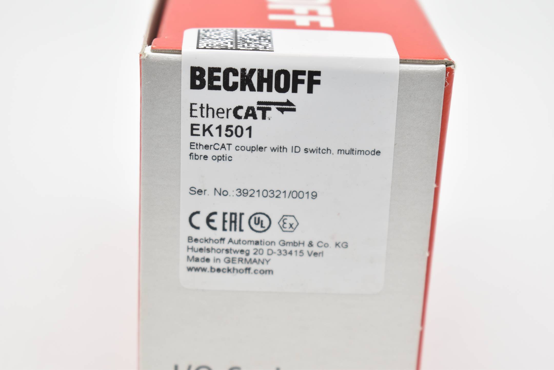 Beckhoff EK1501, EtherCAT-Koppler mit ID-Switch, Multimode-LWL-Anschluss-2