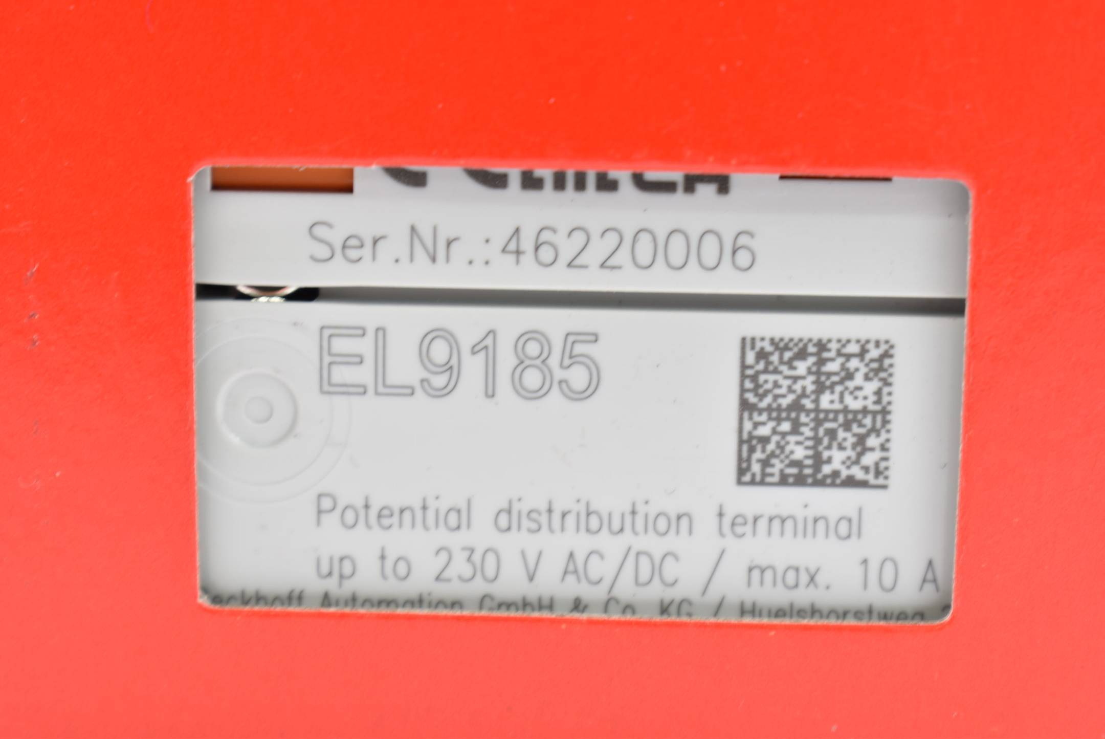 Beckhoff EL9185, EtherCAT-Klemme, Potenzialverteilung, 4x24V DC, 4x0V DC-2