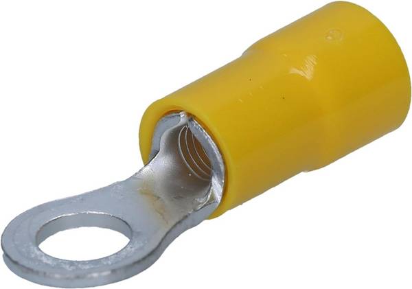 100 Stück Kalitec RKSGM8 Ringkabelschuh 4-6mm² I teilisoliert M8 gelb I Kupfer I PVC Kragen I zum Verbinden von Kabeln o