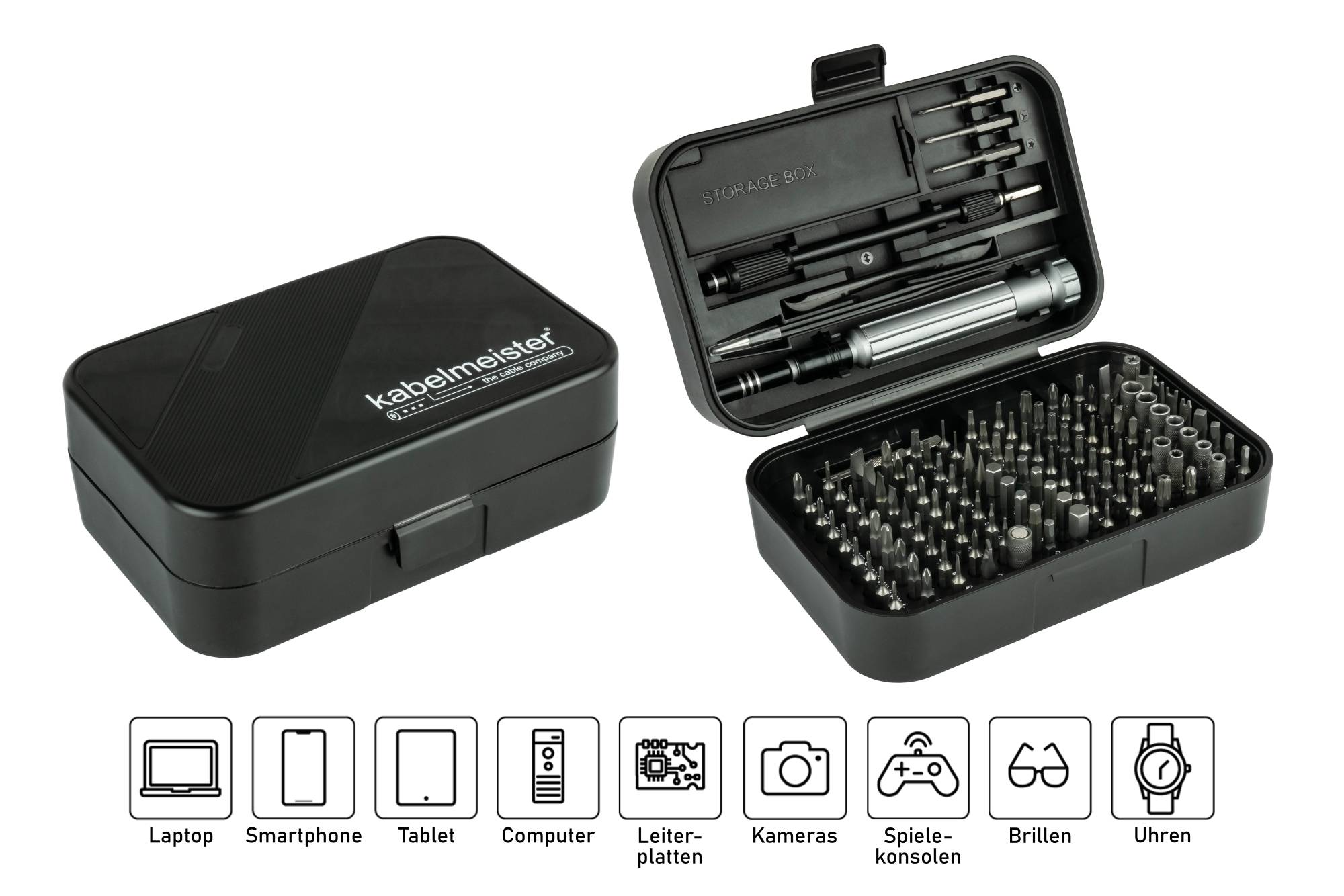 kabelmeister® Präzisions-Schraubendreher-Set, 150-Teile, u.a. 117x C4 Bits, 3x C3 Bits-3