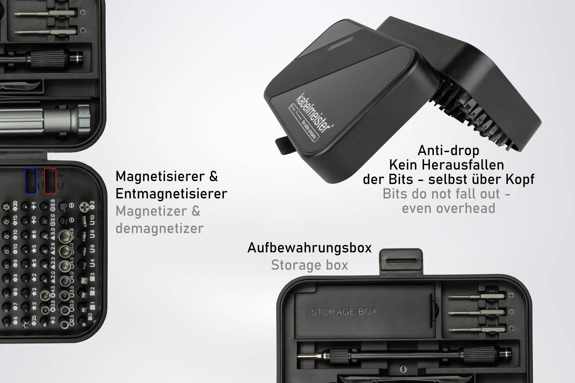 kabelmeister® Präzisions-Schraubendreher-Set, 150-Teile, u.a. 117x C4 Bits, 3x C3 Bits-4