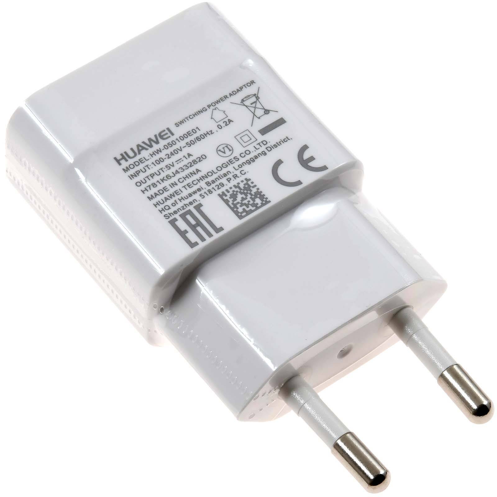 Huawei Micro-USB Ladeadatper, Ladegerät HW-050100E01 z.B. für Ascend G620 weiß, 100-240V-0