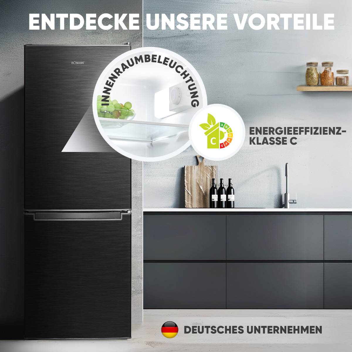 Bomann Kühl-/Gefrierkombination KG 7359 schwarz Edelstahl-Optik-6