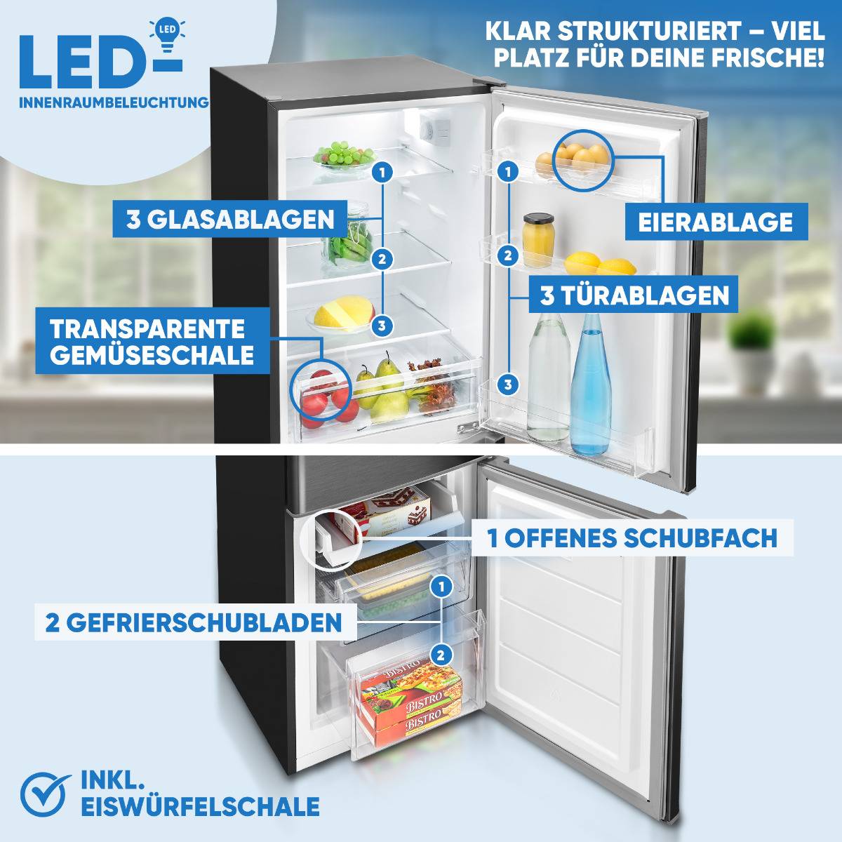 Bomann Kühl-/Gefrierkombination KG 7359 schwarz Edelstahl-Optik-1