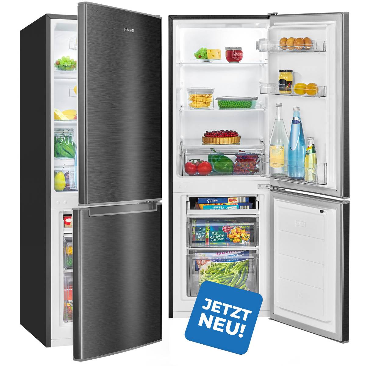 Symbolbild für Bomann Kühl-/Gefrierkombination KG 7359 schwarz Edelstahl-Optik