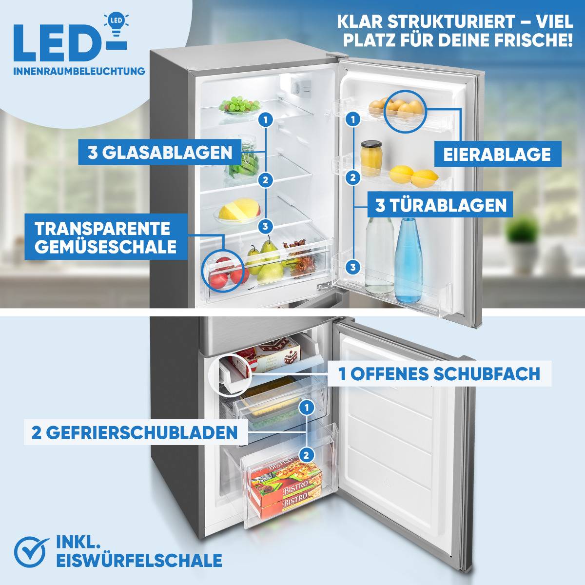 Bomann Kühl-/Gefrierkombination KG 7359 Edelstahl-Optik-1