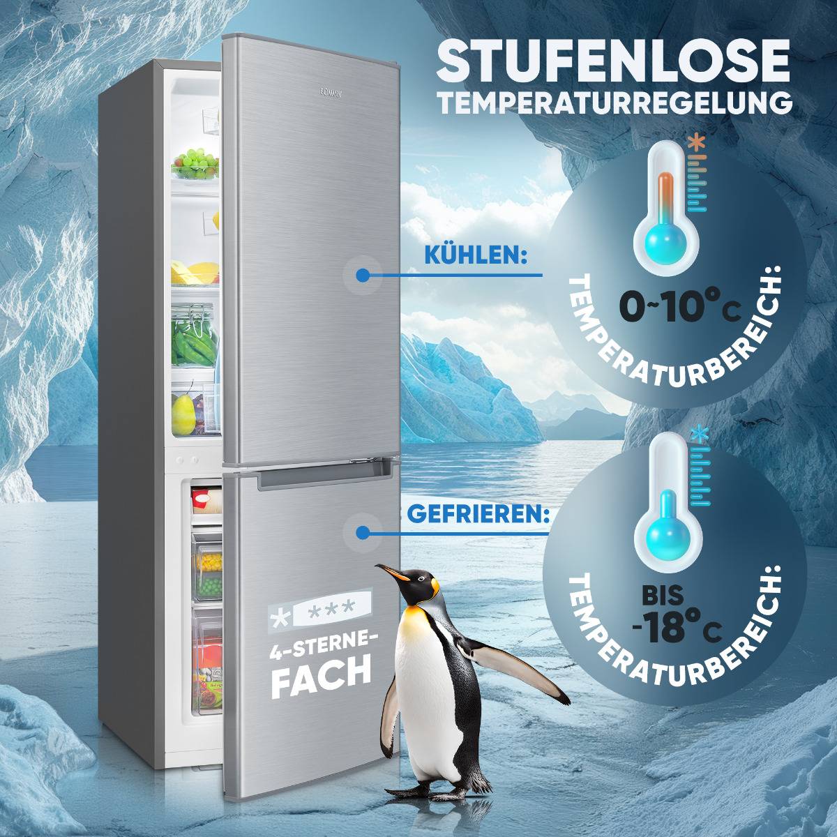 Bomann Kühl-/Gefrierkombination KG 7359 Edelstahl-Optik-2