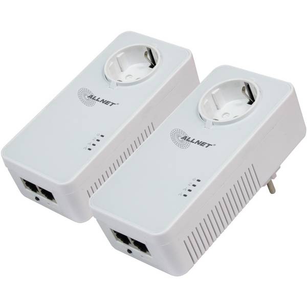 ALLNET Powerline 1200Mbit 2er Bundle Bridge RJ45 HomePlugV2"SmartLink" Passtrough - Bridge - Stromnetz (Powerline)