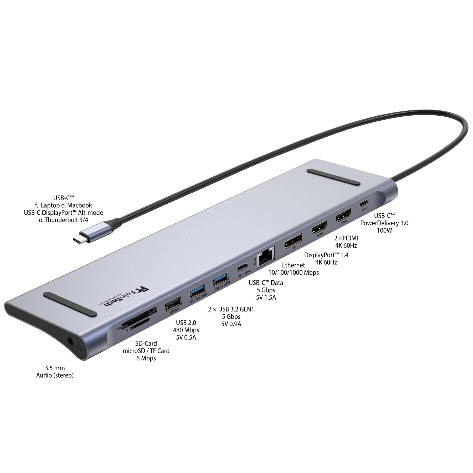 FeinTech CX301 USB Docking Station 12in1 Triple Display 4K 60Hz-4