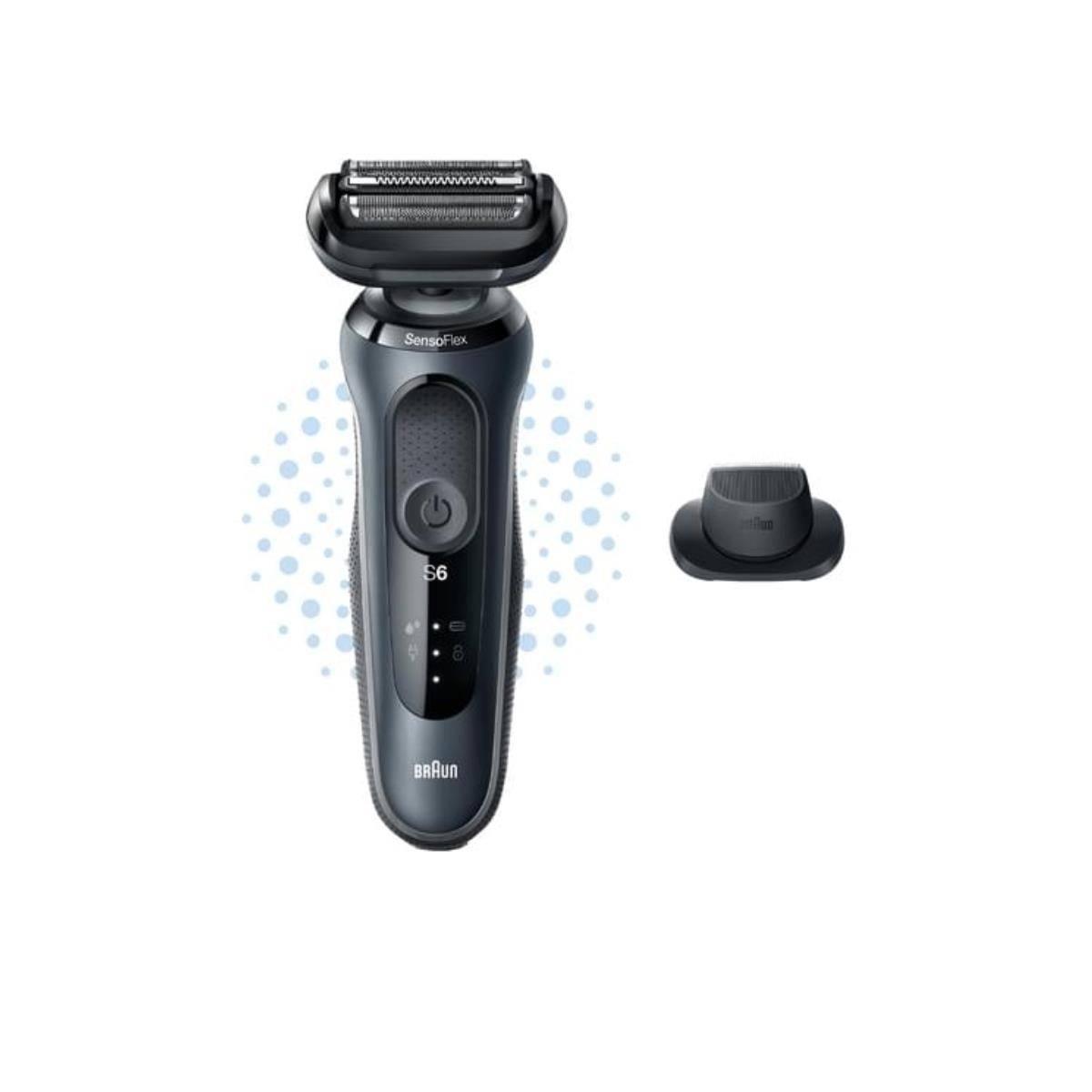 Braun Series 6 61-N1200s, Folienschaber, Schwarz, Edelstahl, Tasten, Schwarz, LED-1