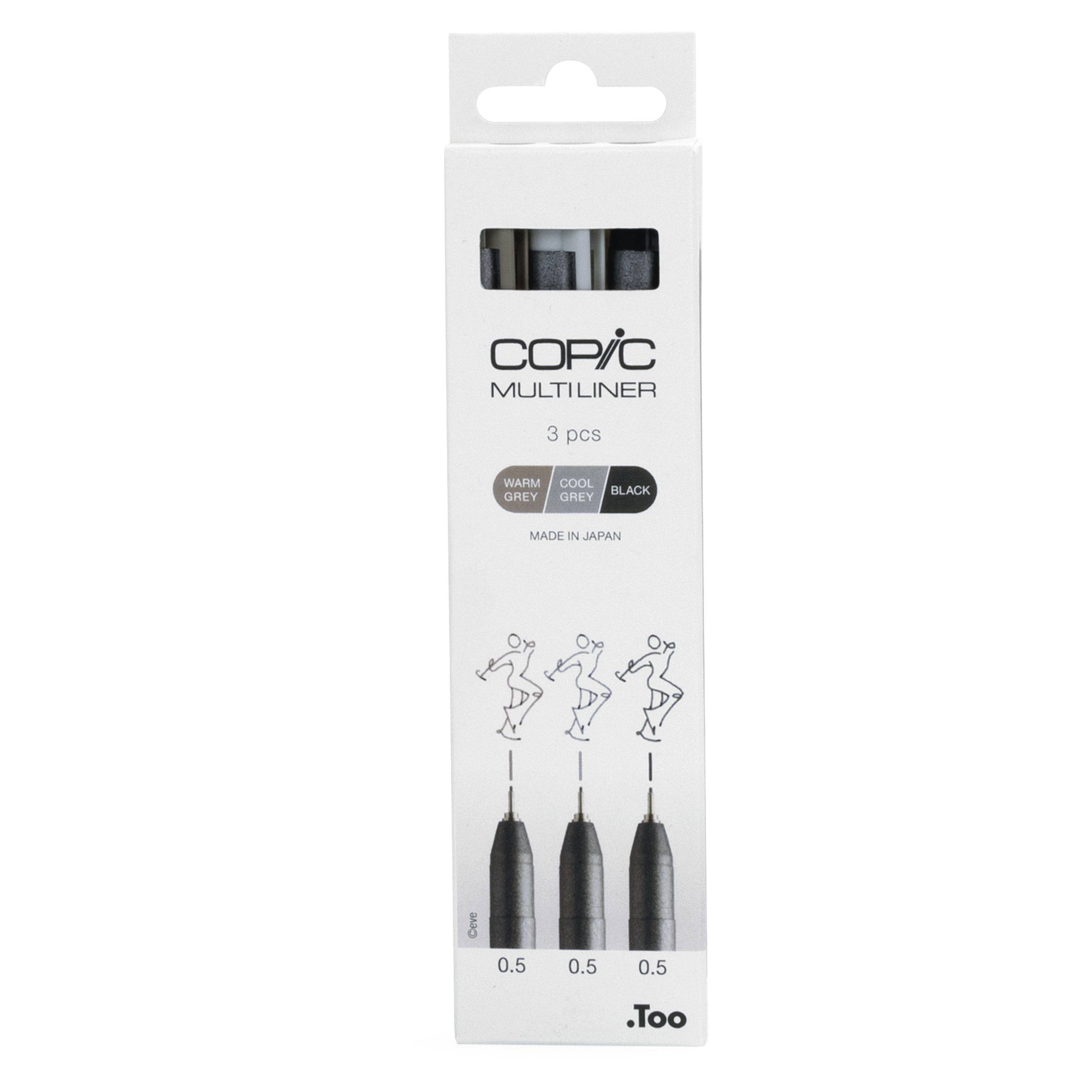 COPIC Fineliner MULTILINER, grau/schwarz, 3er Set-0