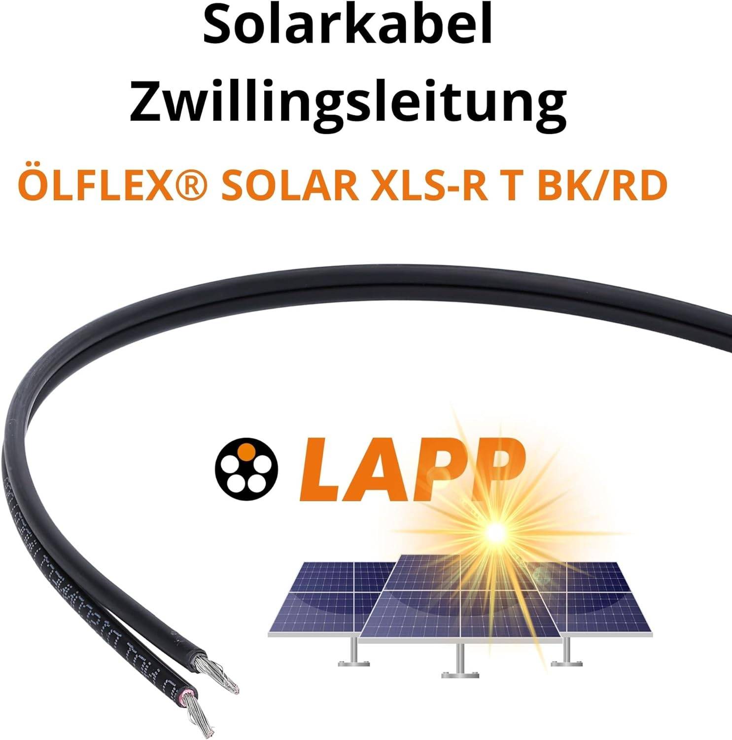 LappKabel Bund Lapp ÖLFLEX SOLAR XLS-R T 2X4mm² BK/RD Solarkabel Zwillingsleitung, 20m 2x4mm²-1