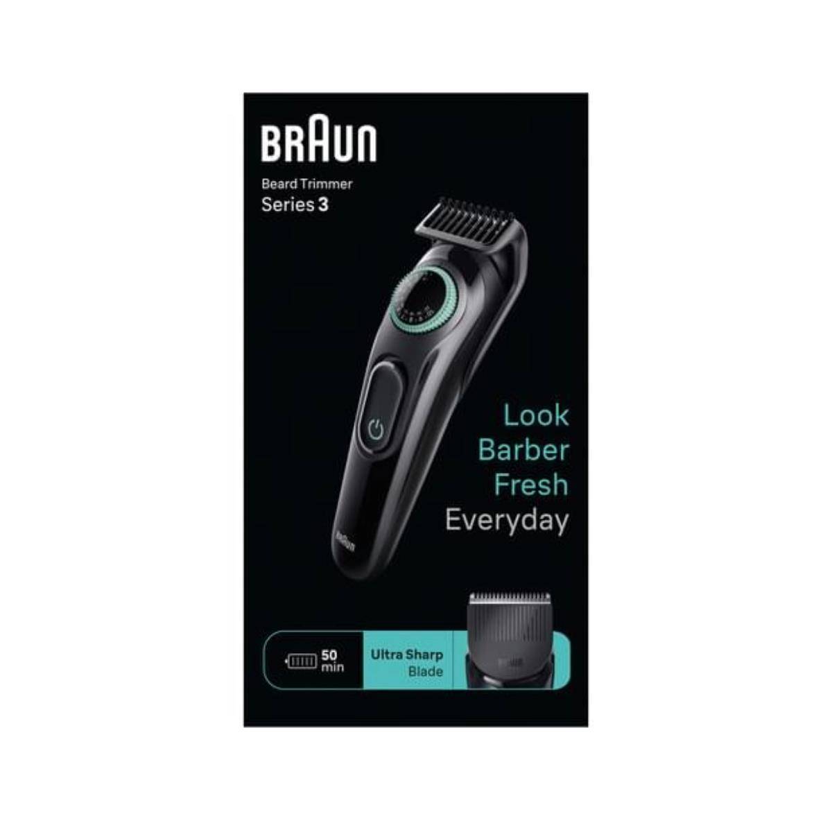 Braun BeardTrimmer 3 BT3421, Waschbar, Akku, Schwarz-2
