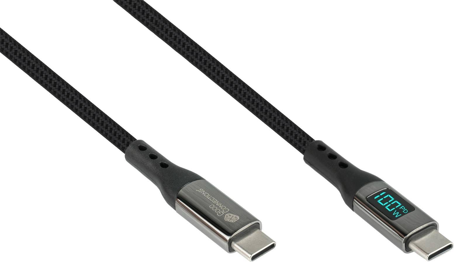 Good Connections USB 2.0 Lade- und Datenkabel 100W mit Digitalanzeige USB-C Stec-0