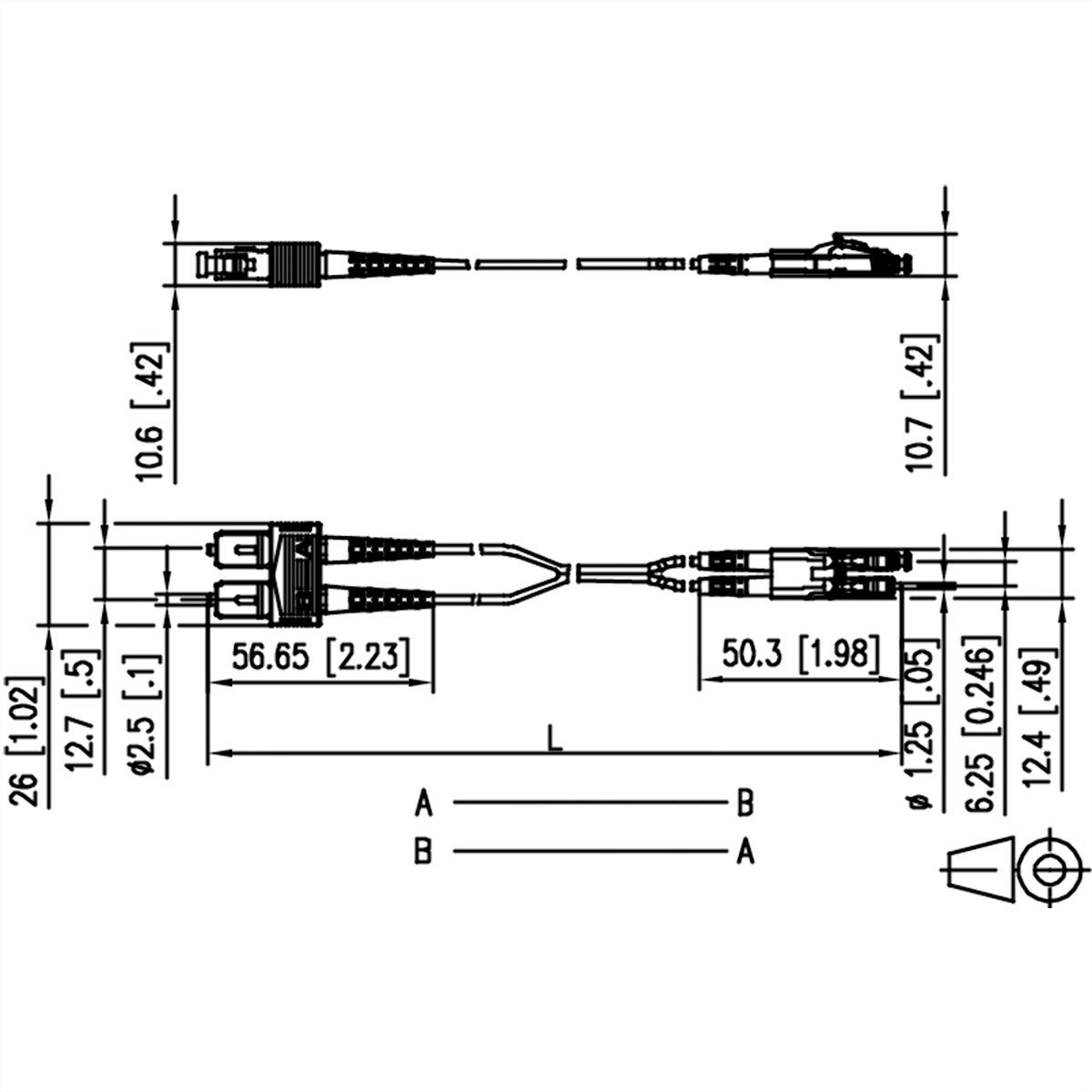 METZ CONNECT OpDAT Patchkabel SC-D/LC-D OS2, 1 m-2