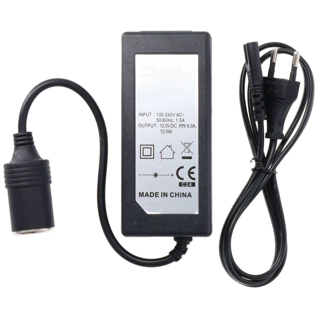 Spannungswandler passend für 12 Volt Kühlboxen, 100-240V AC auf 12V DC mit Zigarettenanzünder-Stecker-2