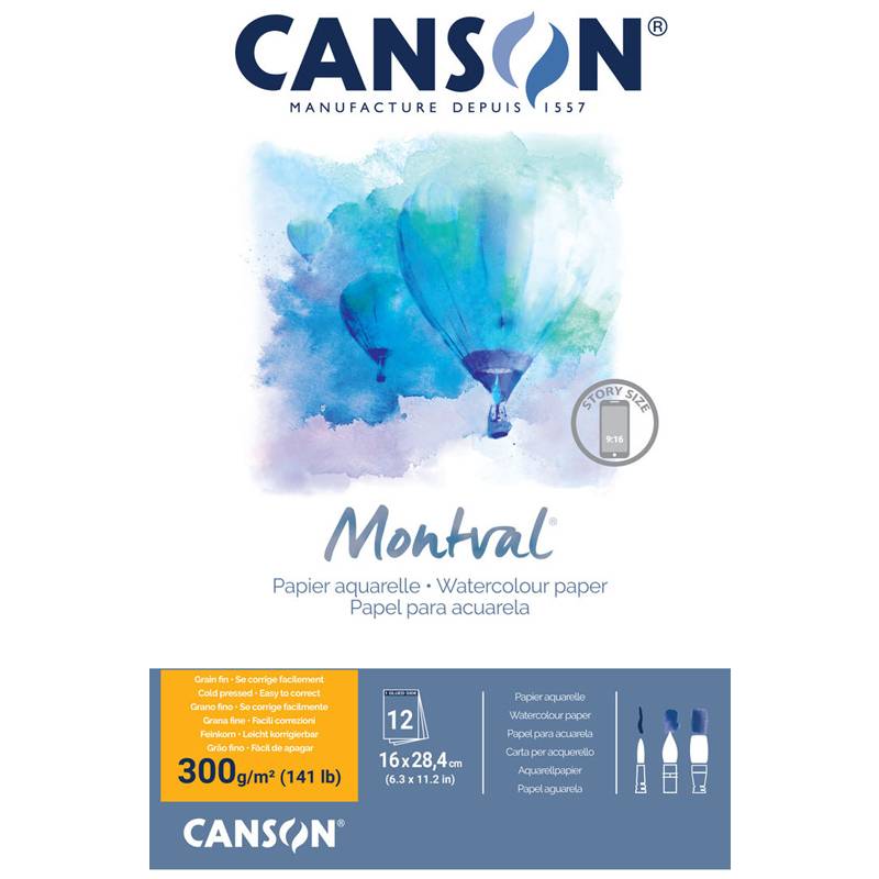 CANSON Aquarellblock "Montval", 160 x 284 mm, 300 g/qm (5299383)-0