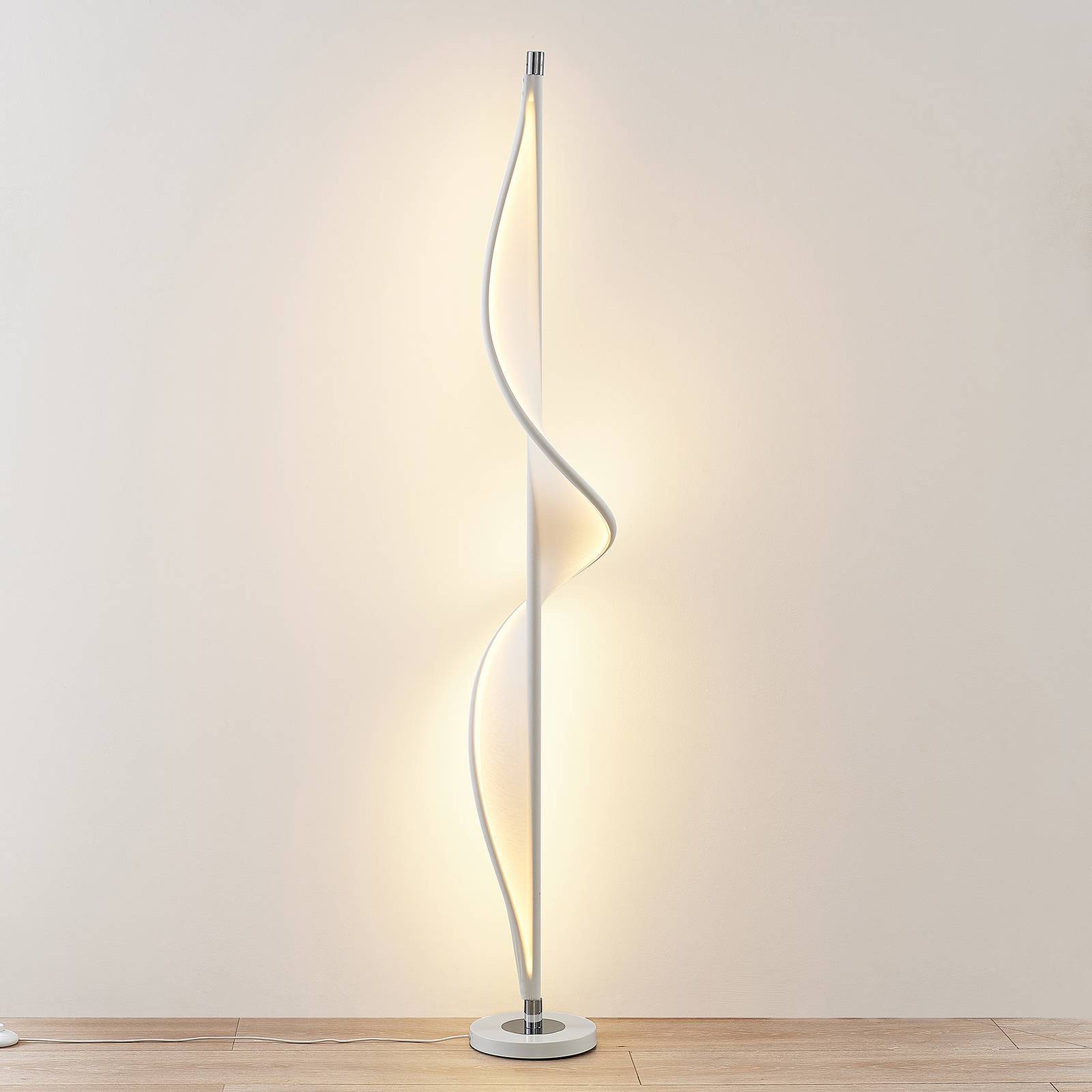 Lucande LED Stehlampe 'Edano' in weiß aus Textil-3