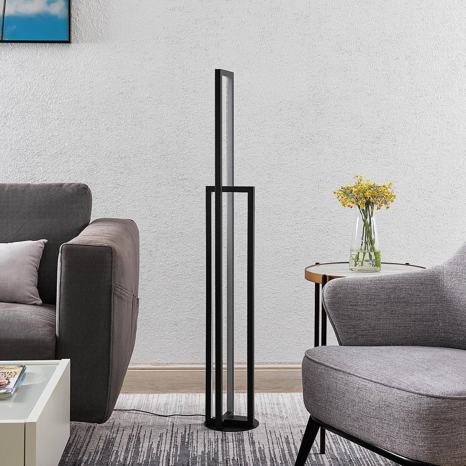 Lucande LED Stehlampe 'Hylda' in schwarz aus Aluminium-2