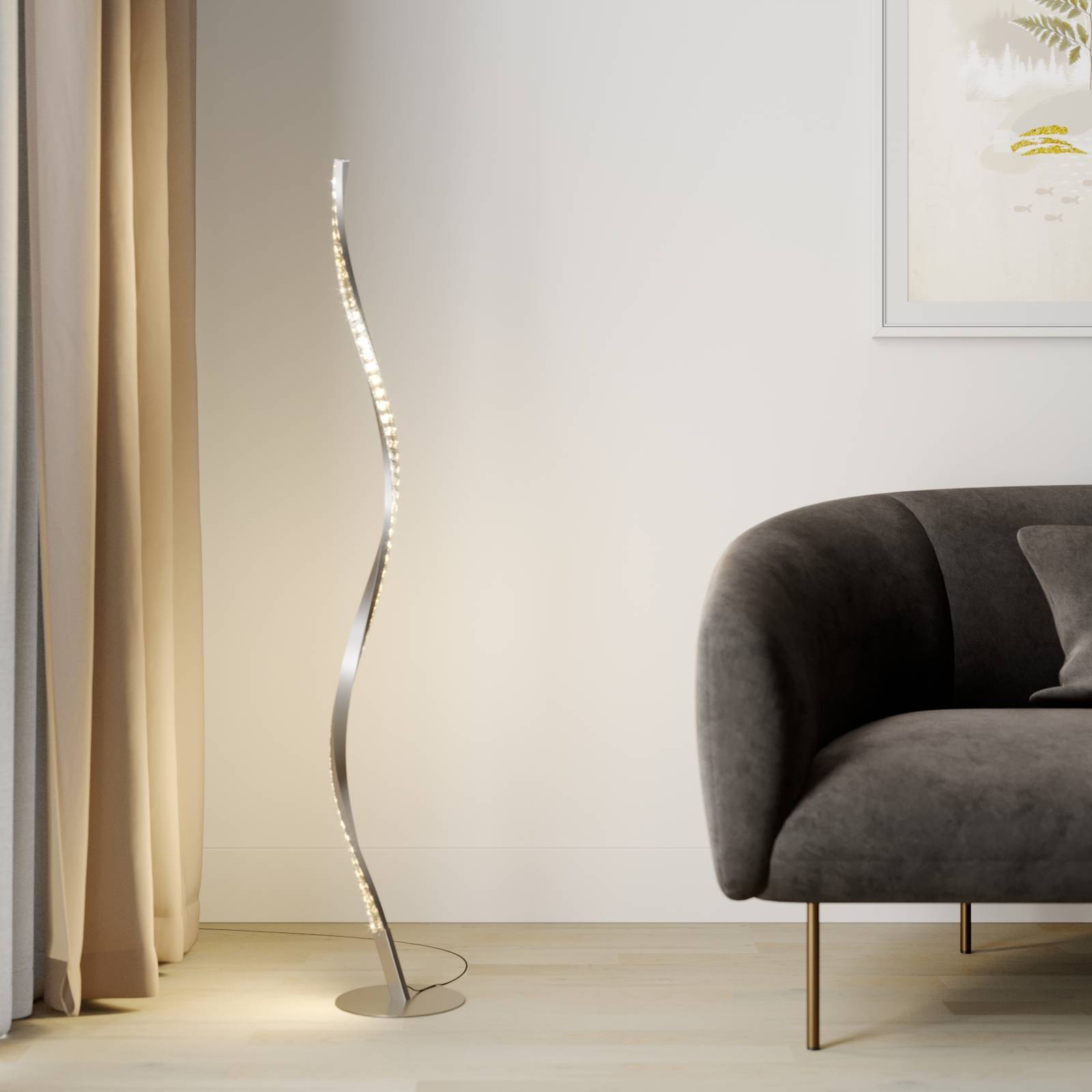 Lindby LED LED-golvlampa 'Criostal' aus aluminium / grå zink-2