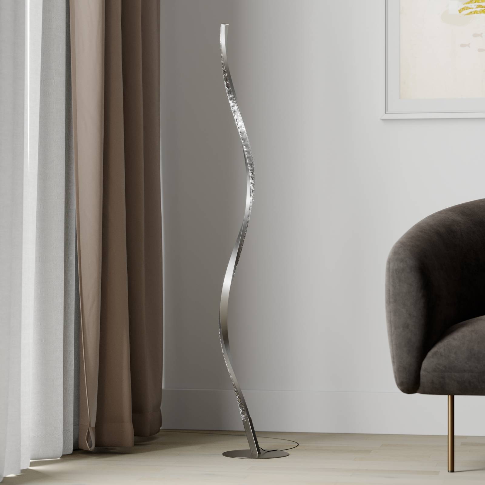 Lindby LED LED-golvlampa 'Criostal' aus aluminium / grå zink-3