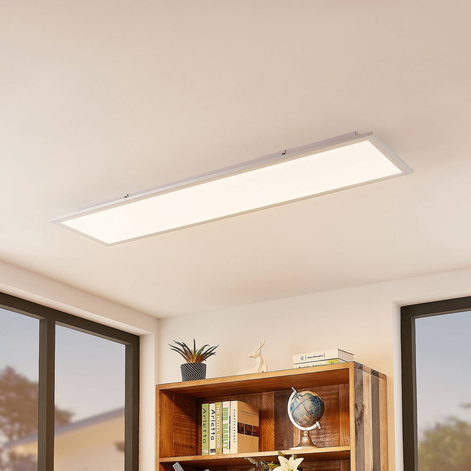 Lindby LED Smarta hem taklampa(LED-Panel) 'Kjetil' aus aluminium / grå zink-1