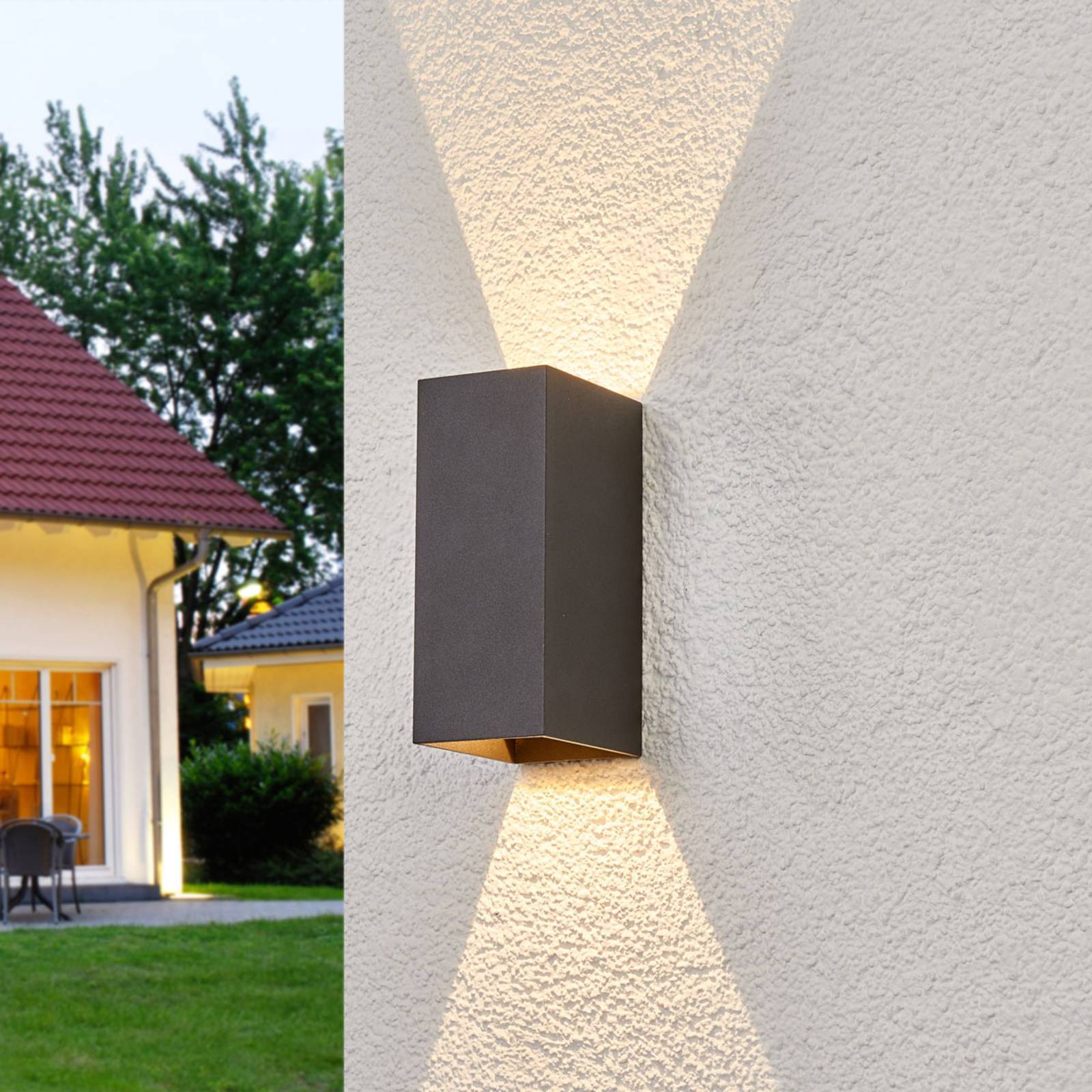 Lucande LED Wandleuchte außen 'Mikka' in schwarz aus Aluminium-2