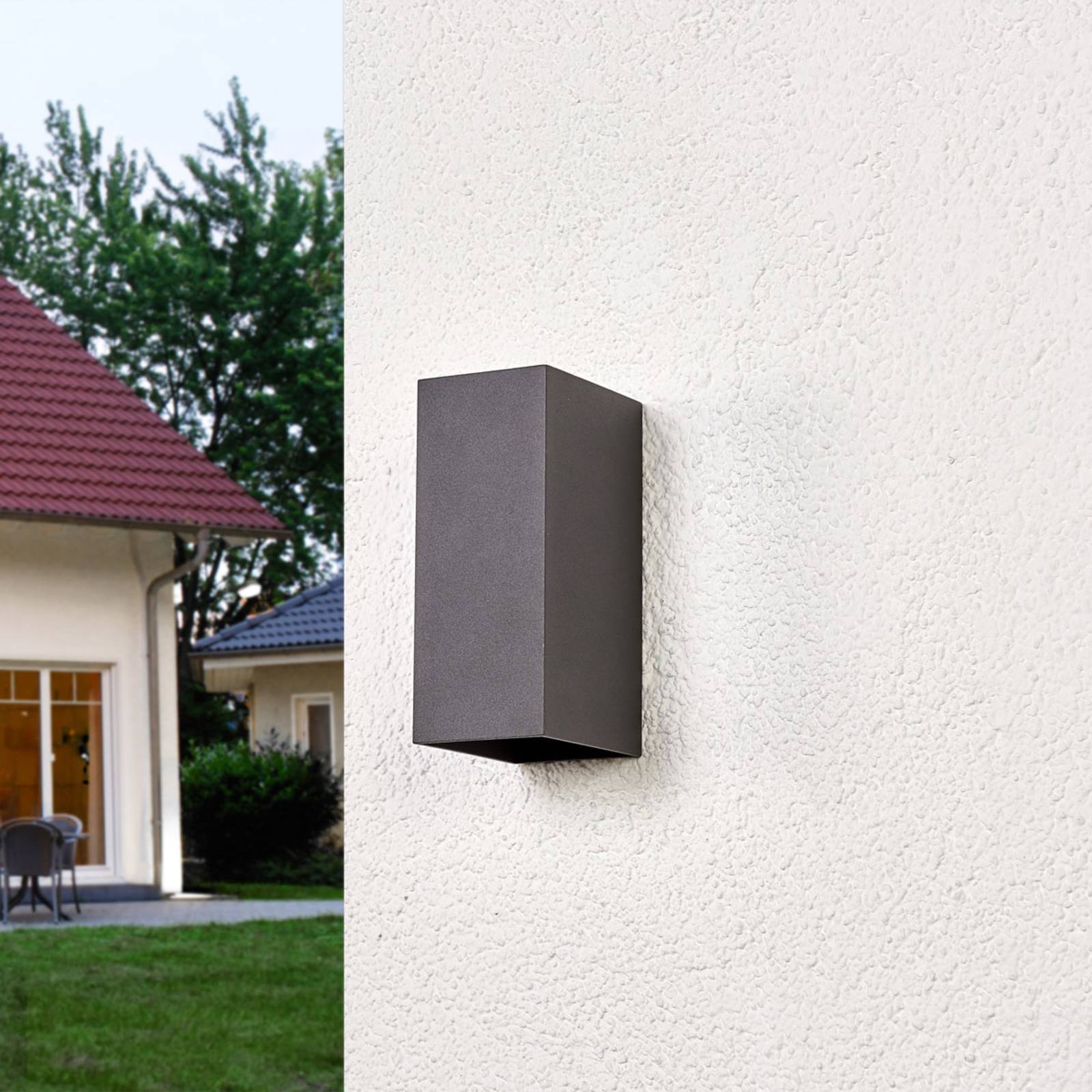 Lucande LED Wandleuchte außen 'Mikka' in schwarz aus Aluminium-3