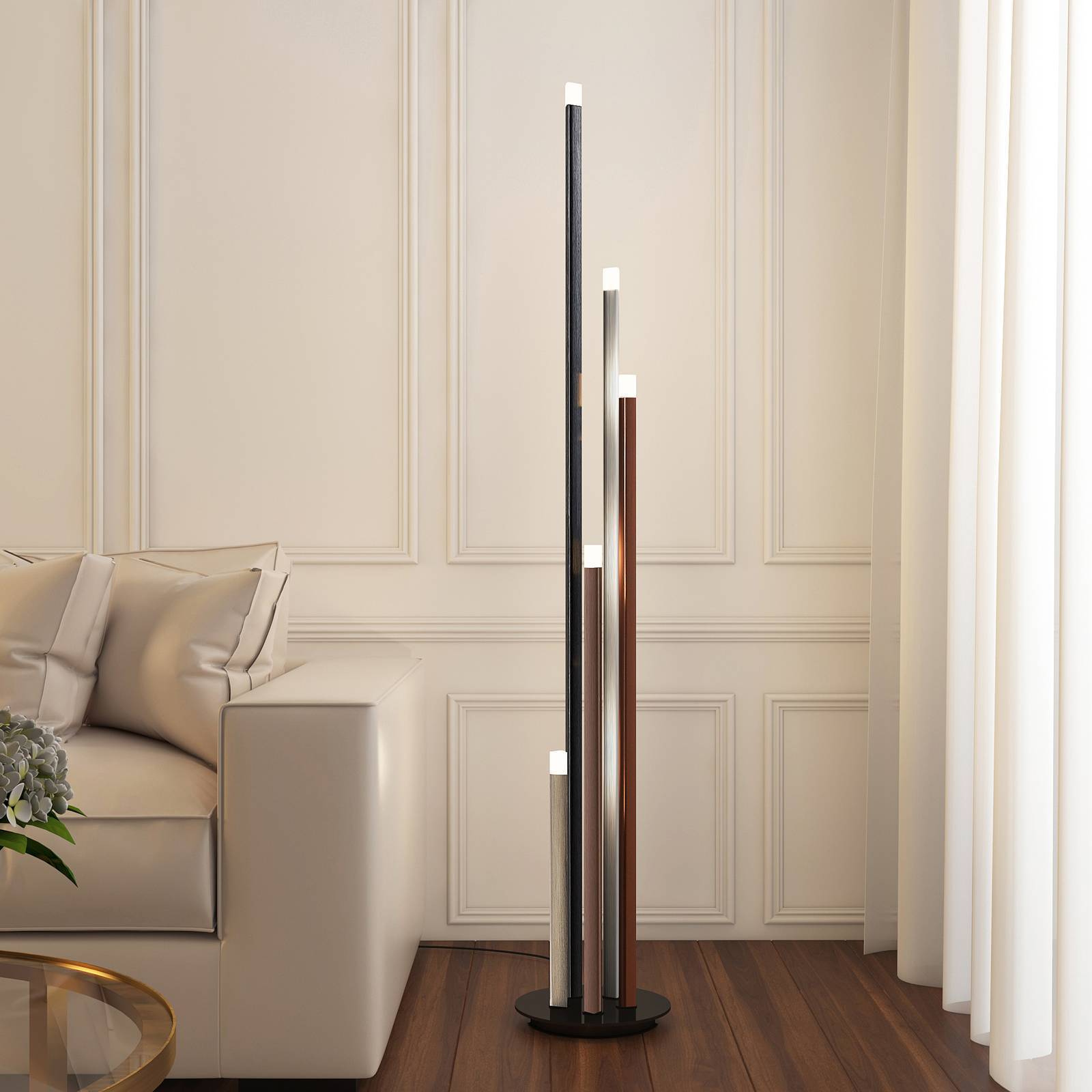 Lucande LED Stehlampe 'Stoika' in schwarz aus Metall-1