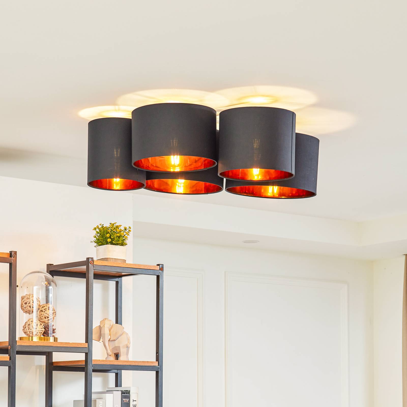 Lindby Deckenlampe 'Laurenz' in schwarz aus Textil-1