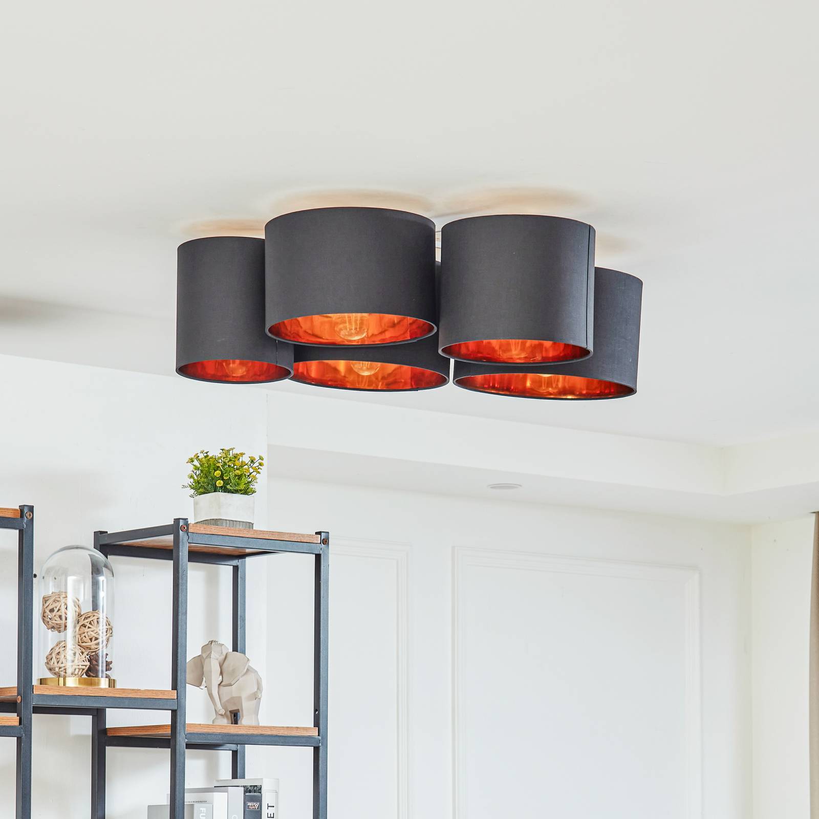 Lindby Deckenlampe 'Laurenz' in schwarz aus Textil-2