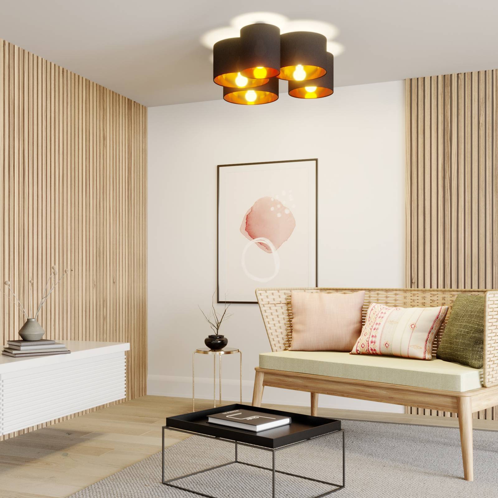 Lindby Deckenlampe 'Laurenz' in schwarz aus Textil-4