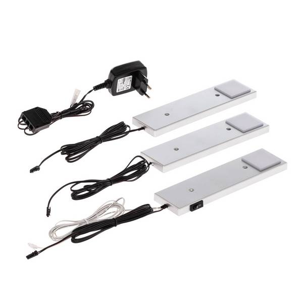 Lindby 3er Set LED Unterschrankleuchten (Unterbauleuchte) 'Amaryll' in alu aus Kunststoff