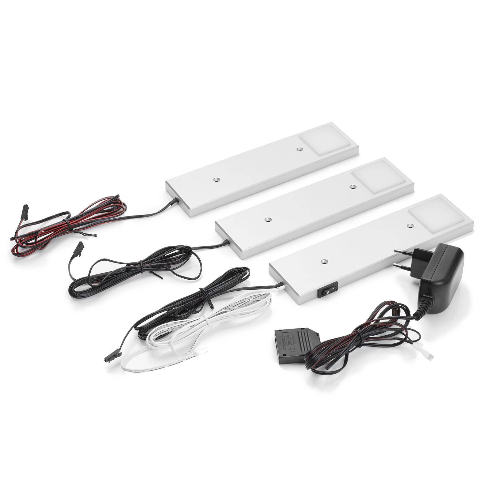 Lindby 3er Set LED Unterschrankleuchten (Unterbauleuchte) 'Amaryll' in alu aus Kunststoff-3