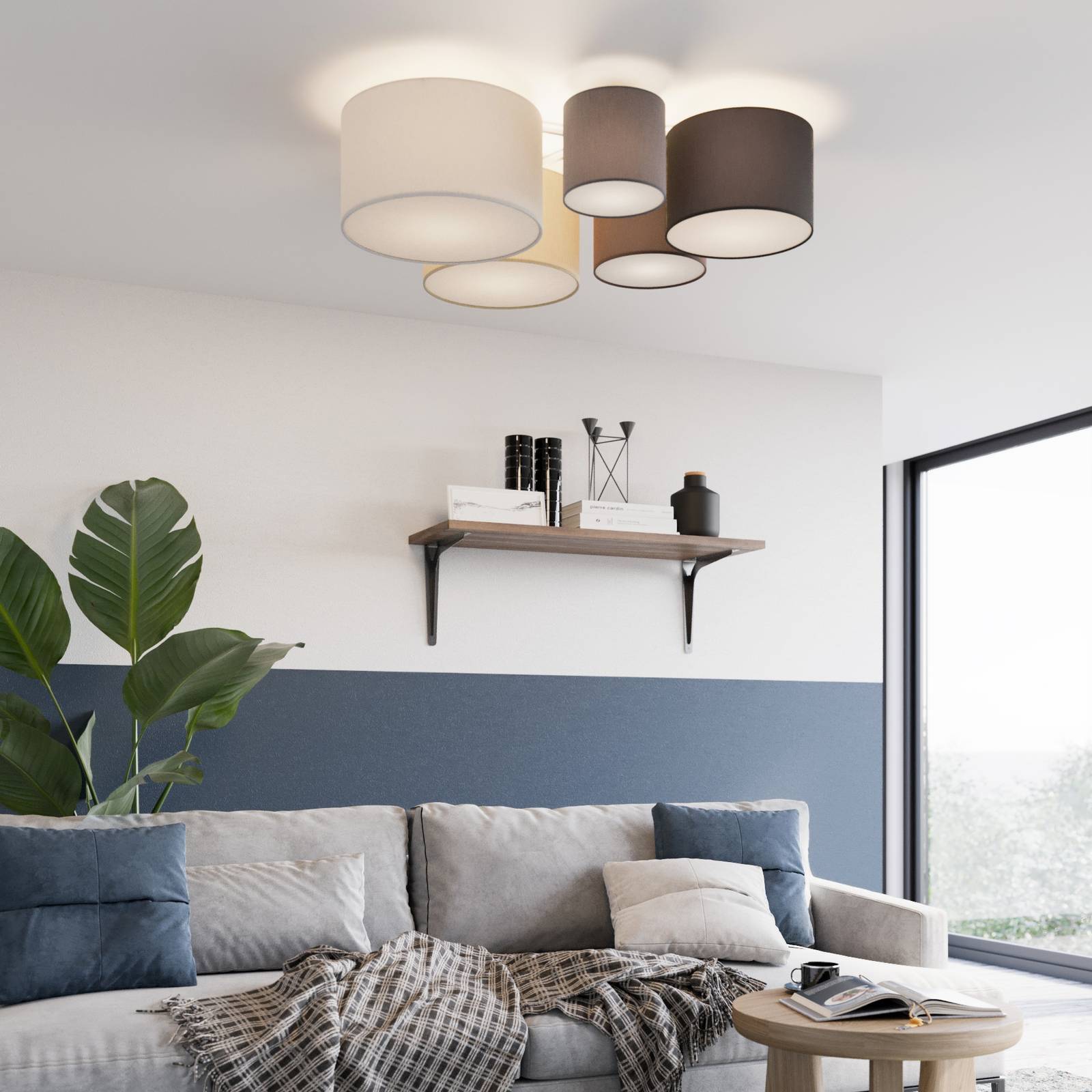Lindby Taklampa 'Laurenz' aus textil / siden-1