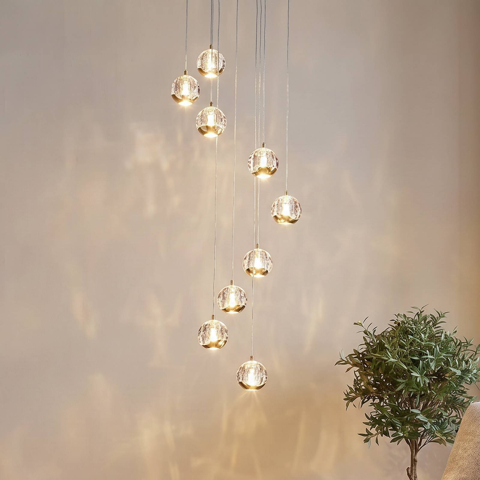 Lucande LED Pendelleuchte 'Hayley' in gold / messing aus Glas-0