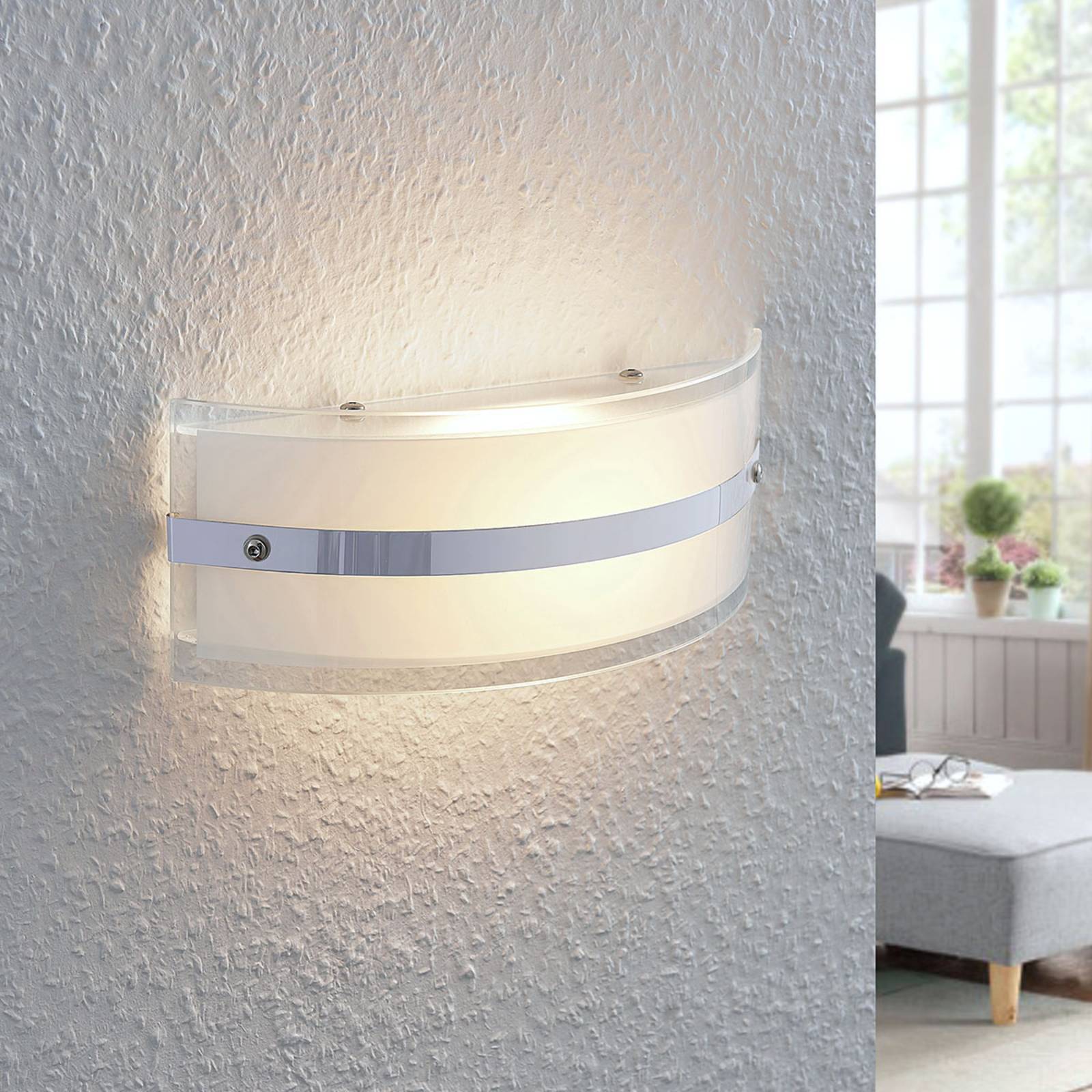 Lindby LED Wandleuchte Innen 'Zinka' in weiß aus Glas-2