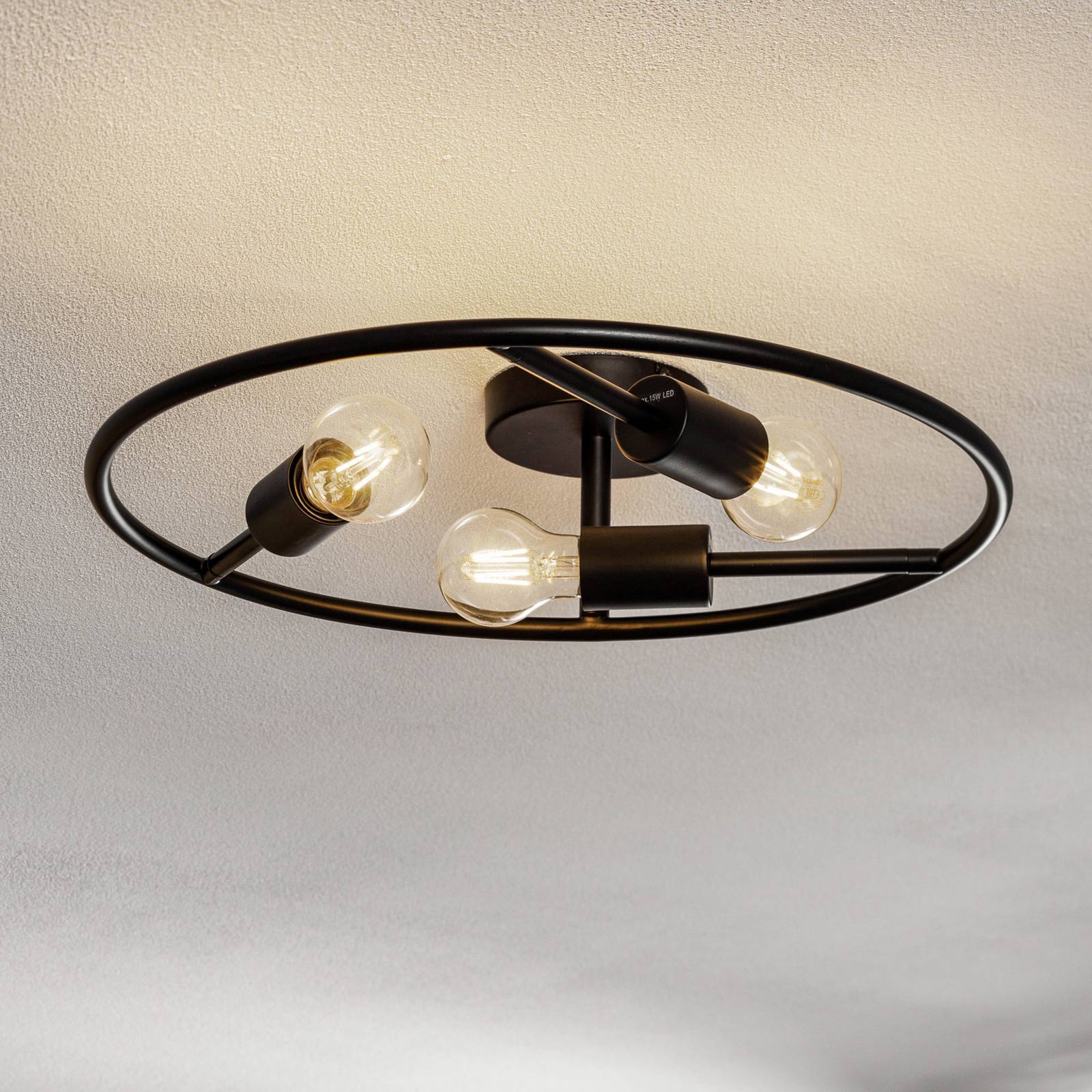 Lucande Deckenlampe 'Linnard' in schwarz aus Metall-1
