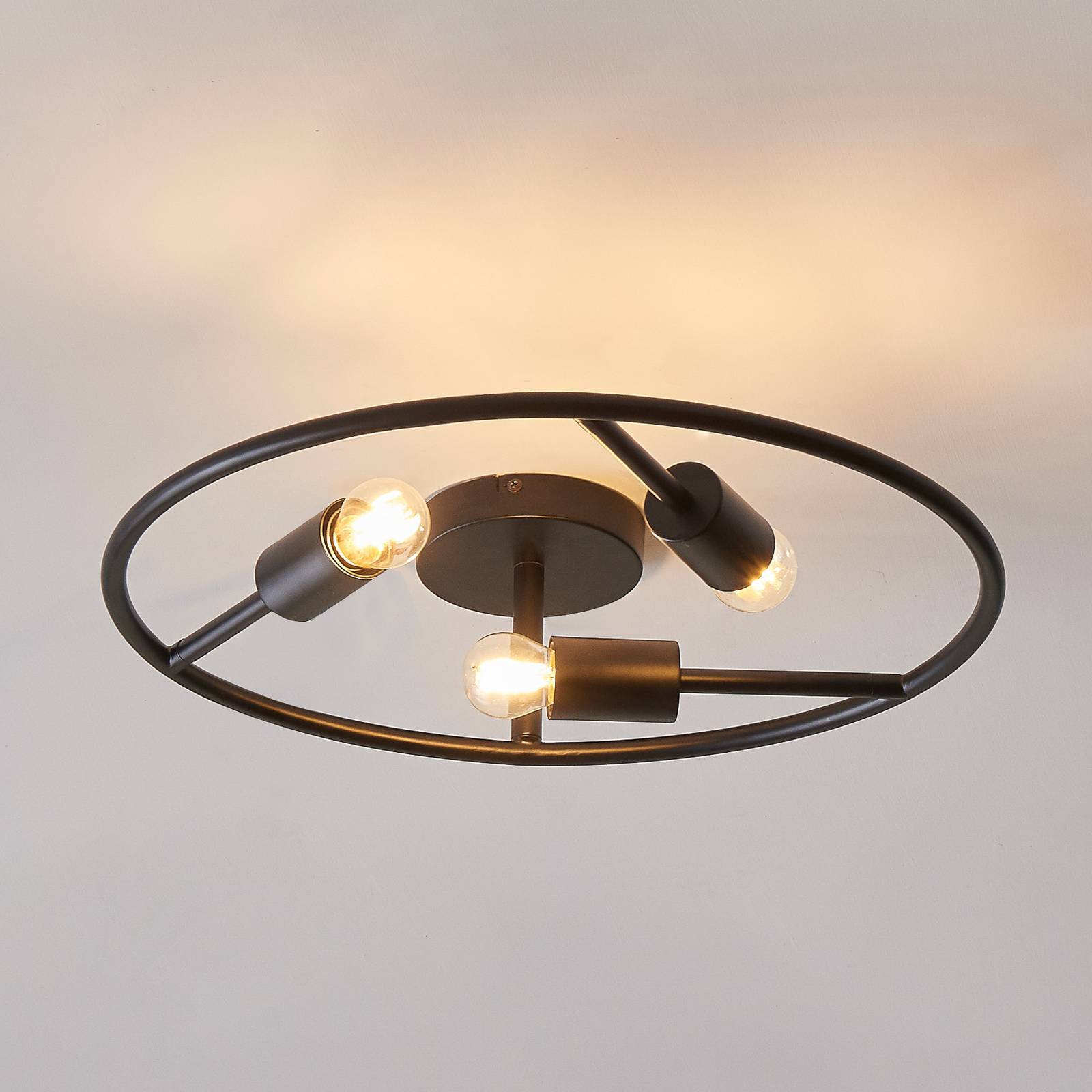 Lucande Deckenlampe 'Linnard' in schwarz aus Metall-4