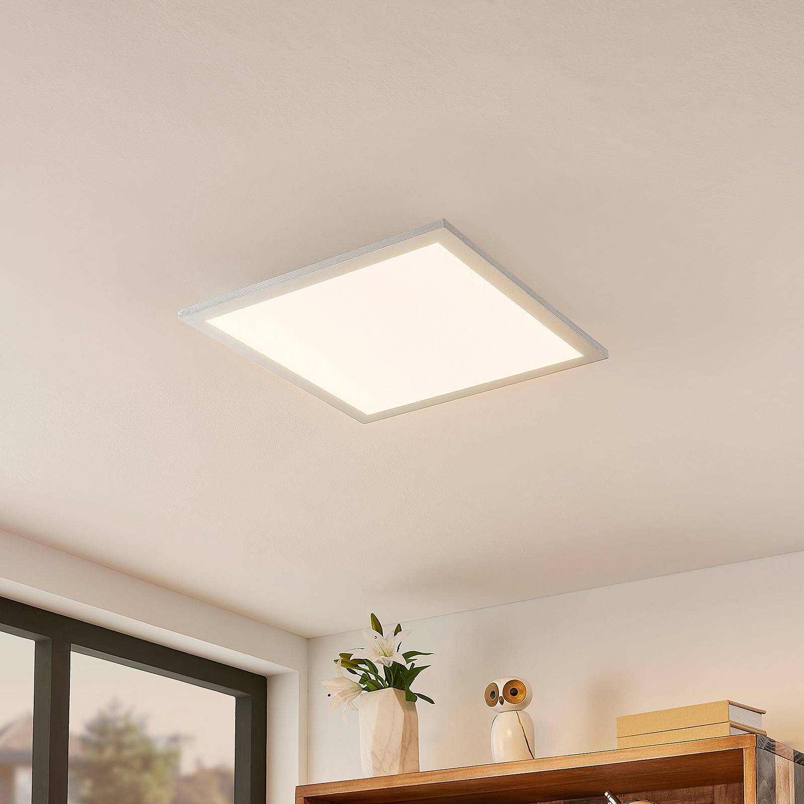 Lindby LED Smarta hem taklampa(LED-Panel) 'Kjetil' aus aluminium / grå zink-1